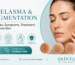 The pigmented area on the woman's face.